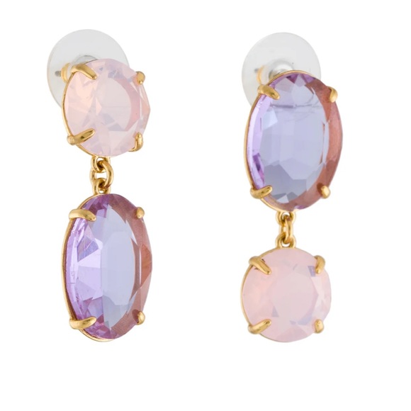 $168 Lele Sadoughi LAVENDER BLOSSOM CRYSTAL DROP EARRINGS - Picture 4 of 10